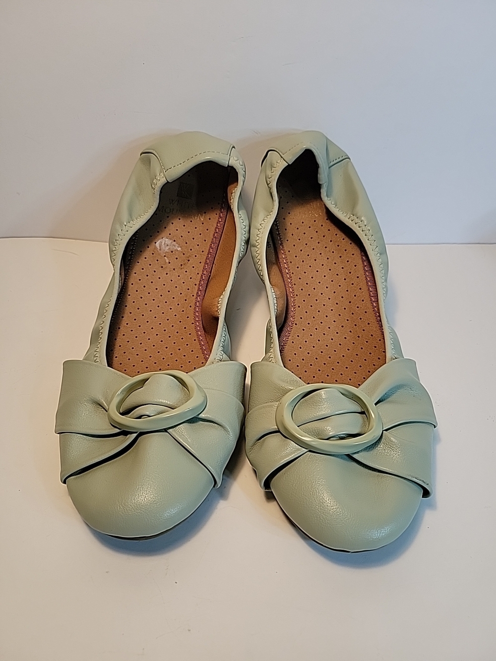 White Mountain Mint Green Knot-Trim Ballet Flats Sz 9.5